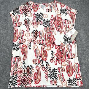 Chicos Touch of Cool Paisley Ikat Wedge Tunic Womens Size Large NEW W Tags